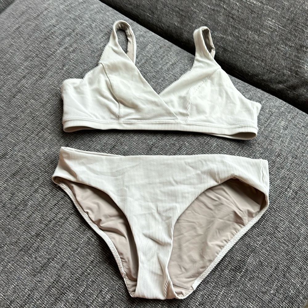 White Lululemon Ribbed Bathing Suit